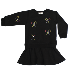 Black embroidery bow dress