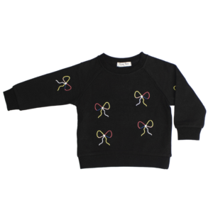 Black embroidery bow top