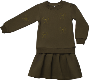 Olive green bow dress