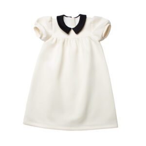 Ivory scuba dress black collar