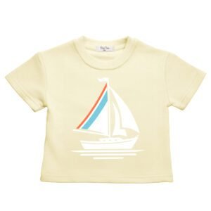 BOAT PRINT SHORT SLEEVE TOP YELLOW