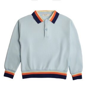 STRIPED COLLAR POLO BLUE