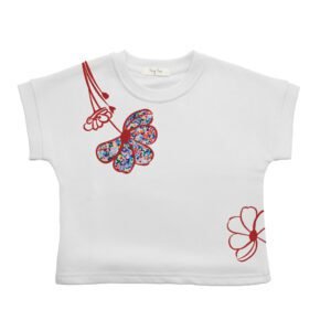 WHITE VEST FLORAL DENIM APPLIQU'E