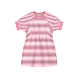 PINK/WHITE STRIPED SLEEVELESS DRESS