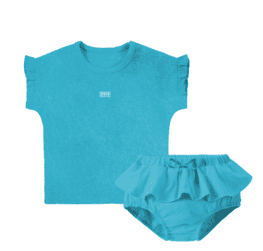 TEAL BLUE  WASH GIRLS 2PIECE SET SHORTS
