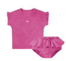 HOT PINK  WASH 2 PIECE BABY GIRL SHORTS