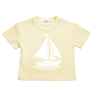 BOAT PRINT SHORT SLEEVE TOP YELLOW